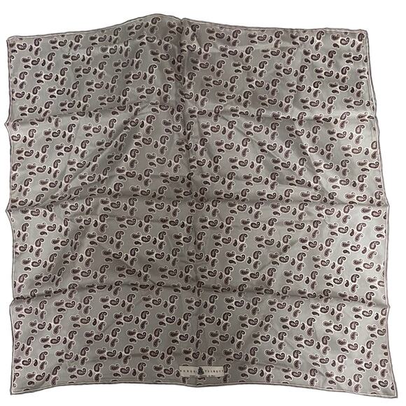ROBERT TALBOTT Fine Silk Scarf Printed in Italy  Gray Brown Paisley 25" Square - Picture 1 of 7